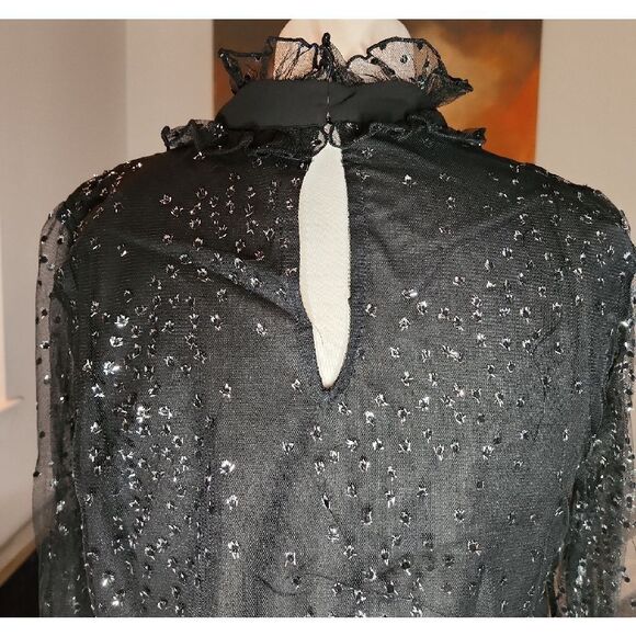 Endless Rose Black Sheer Embellished Blouse Size S NWT - Picture 5 of 7